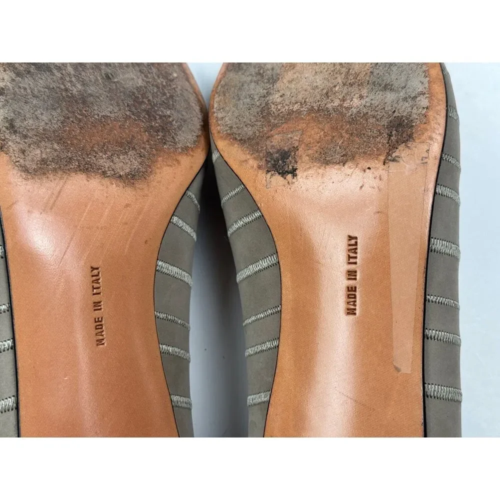 Salvatore Ferragamo Suede Pumps Women 9.5 B‎ Gray Heels Almond Toe
